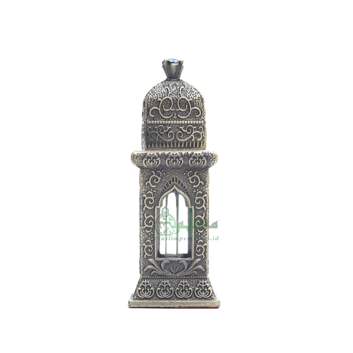 Small Empty 3 ml Andalusian Mehrab Square Antique Brass Color Arab Perfume Attar Oud Oil Bottle Islamic Glass Vial Bejeweled Dipper Cap