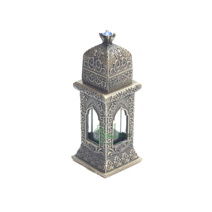 Botol Kecil Kosong 3 ml Andalusia Mehrab Persegi Warna Kuningan Antik Parfum Arab Attar Oud Oil Botol Kaca Islami Tutup Dipper Berhiaskan Permata