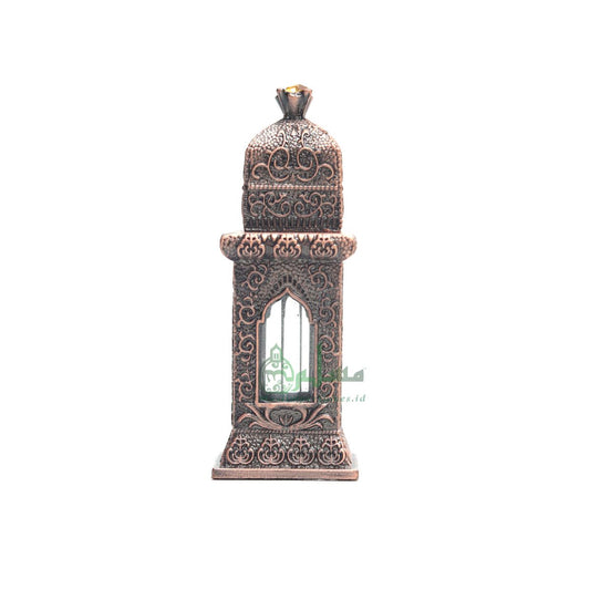 Small Empty 3 ml Andalusian Mehrab Square Red Bronze Color Arab Perfume Attar Oud Oil Bottle Islamic Glass Vial Bejeweled Dipper Cap