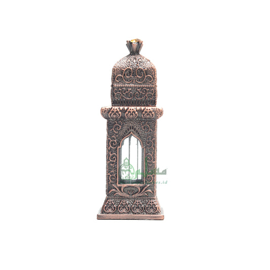 Small Empty 3 ml Andalusian Mehrab Square Red Bronze Color Arab Perfume Attar Oud Oil Bottle Islamic Glass Vial Bejeweled Dipper Cap