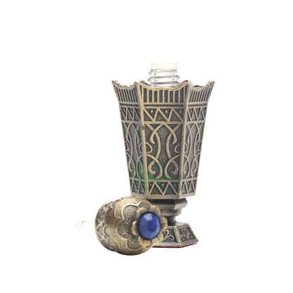 Vas Arab Desain Islami Warna Kuningan Botol Kecil Kosong 2 ml Untuk Parfum Doa Arab Attar Oud Oil, Tutup Gelas Runcing