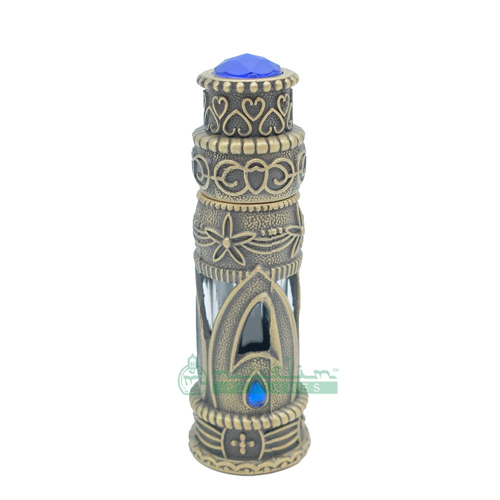 Custom Oil in 6 ml Emirati Arabesque Attar Perfume Bottle | Antique Brass Glass Dipstick Vial