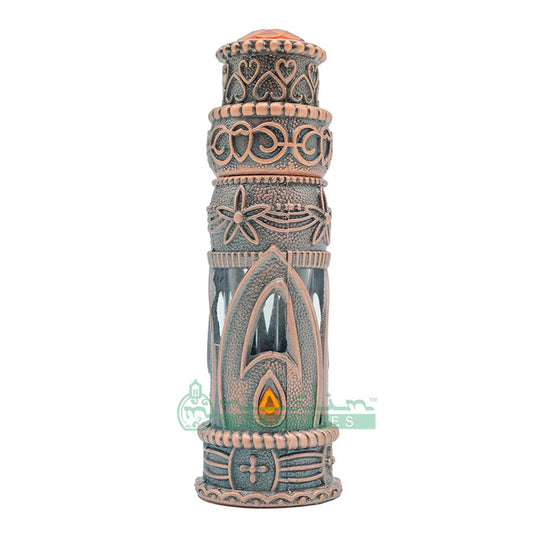 6ml Emirati-style Attar Perfume Bottle with Dipstick | Empty Glass Vial Encased with Antique Bronze