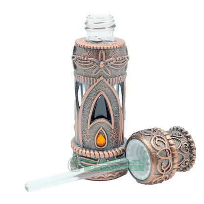 Custom Oil in 6Ml Emirati-Style Attar Perfume Bottle With Dipstick | Glass Vial Encased With Antique Bronze