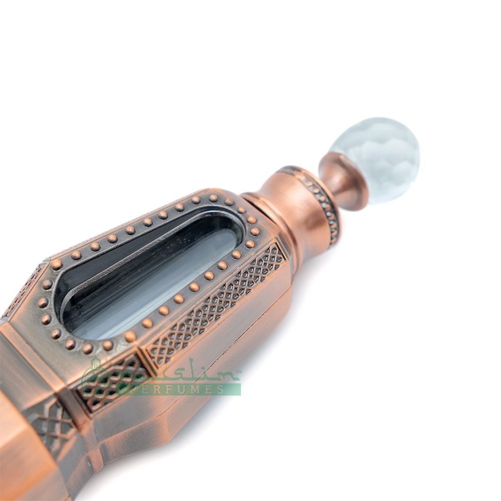 10 ml Perfume Bottles For Attar | Dubai Design Antique Copper 4-Sided Crystal Topped with Dipstick