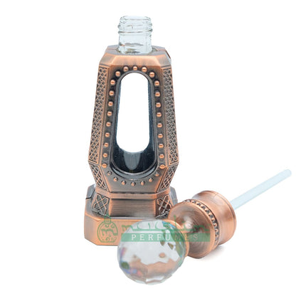 Custom Oil in 10Ml Perfume Bottles For Attar | Dubai Design Antique Copper 4-Sided Crystal Topped With Dipstick