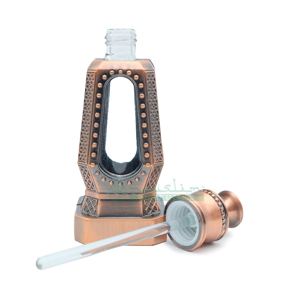 10 ml Perfume Bottles For Attar | Dubai Design Antique Copper 4-Sided Crystal Topped with Dipstick