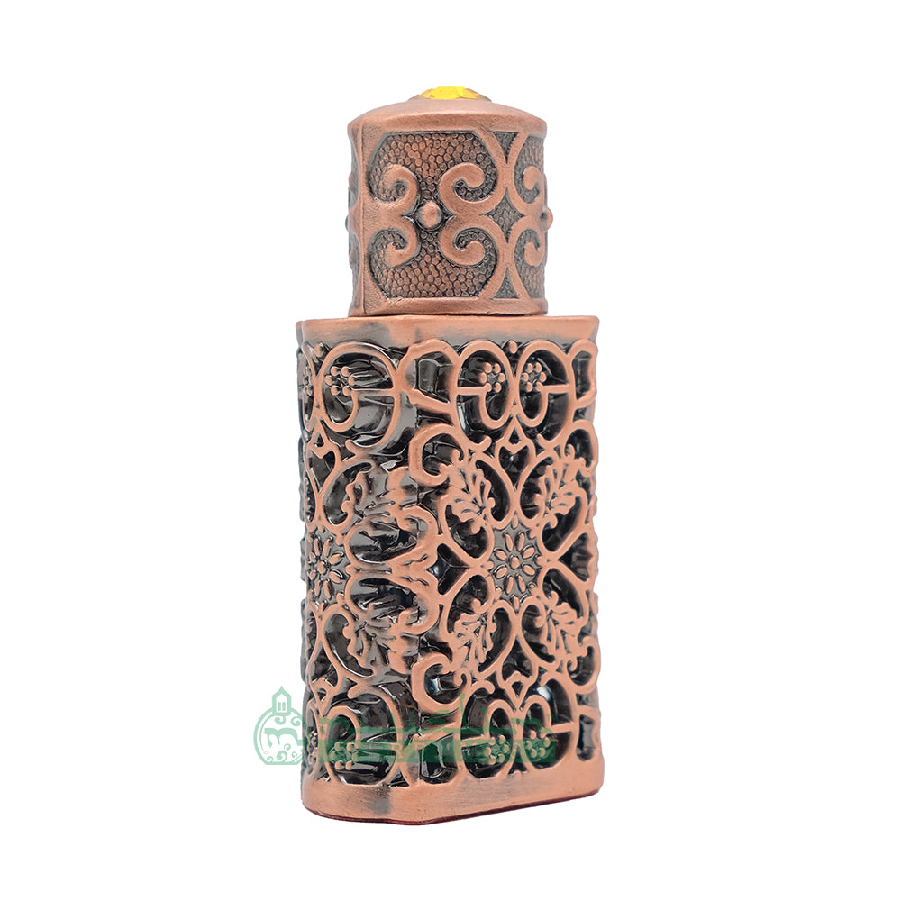 3Ml Arabesque Attar Perfume Bottle | Bronze Encased Glass Antiqued Dipstick Vial