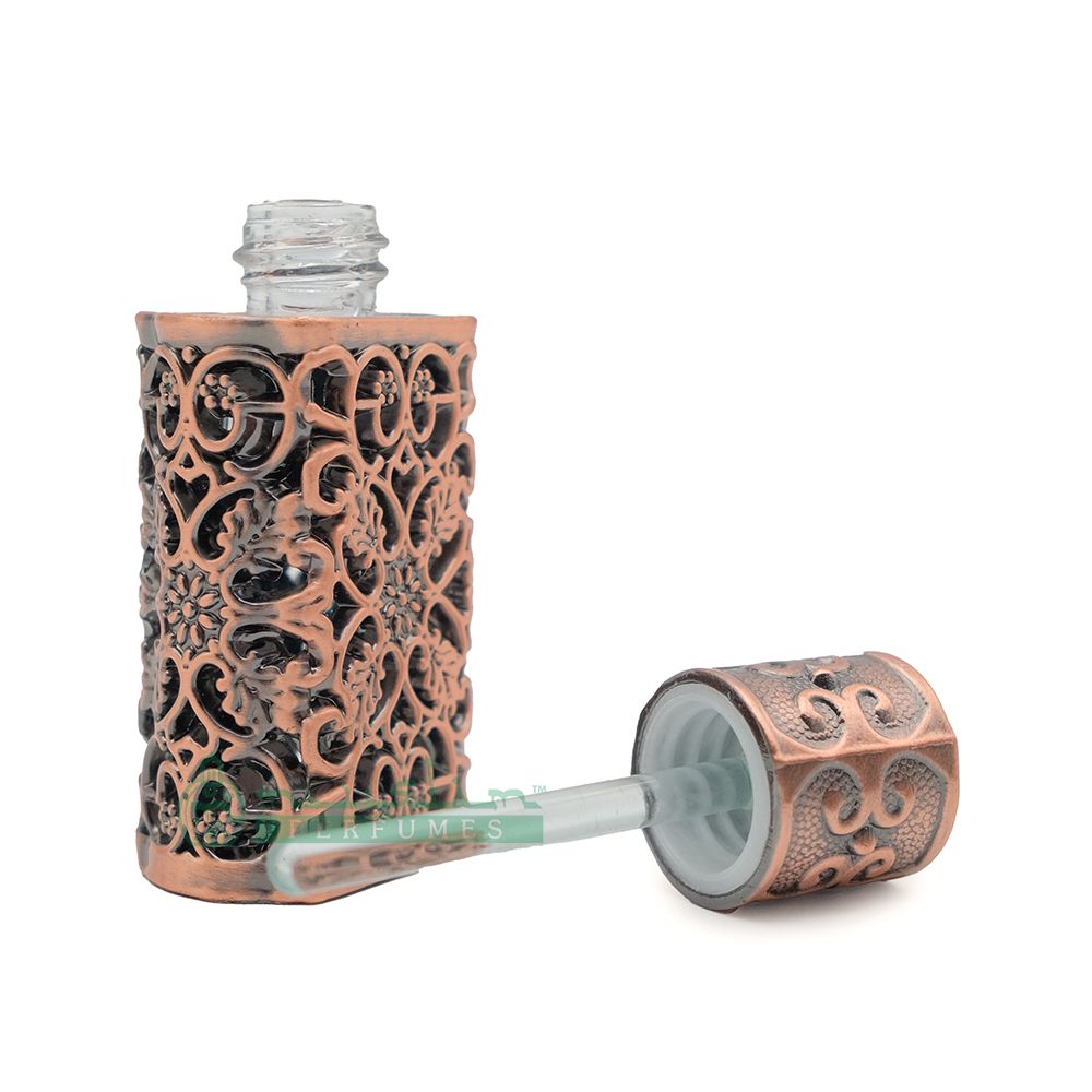 3 ml Arabesque Attar Perfume Bottle | Bronze Encased Glass Antiqued Dipstick Vial