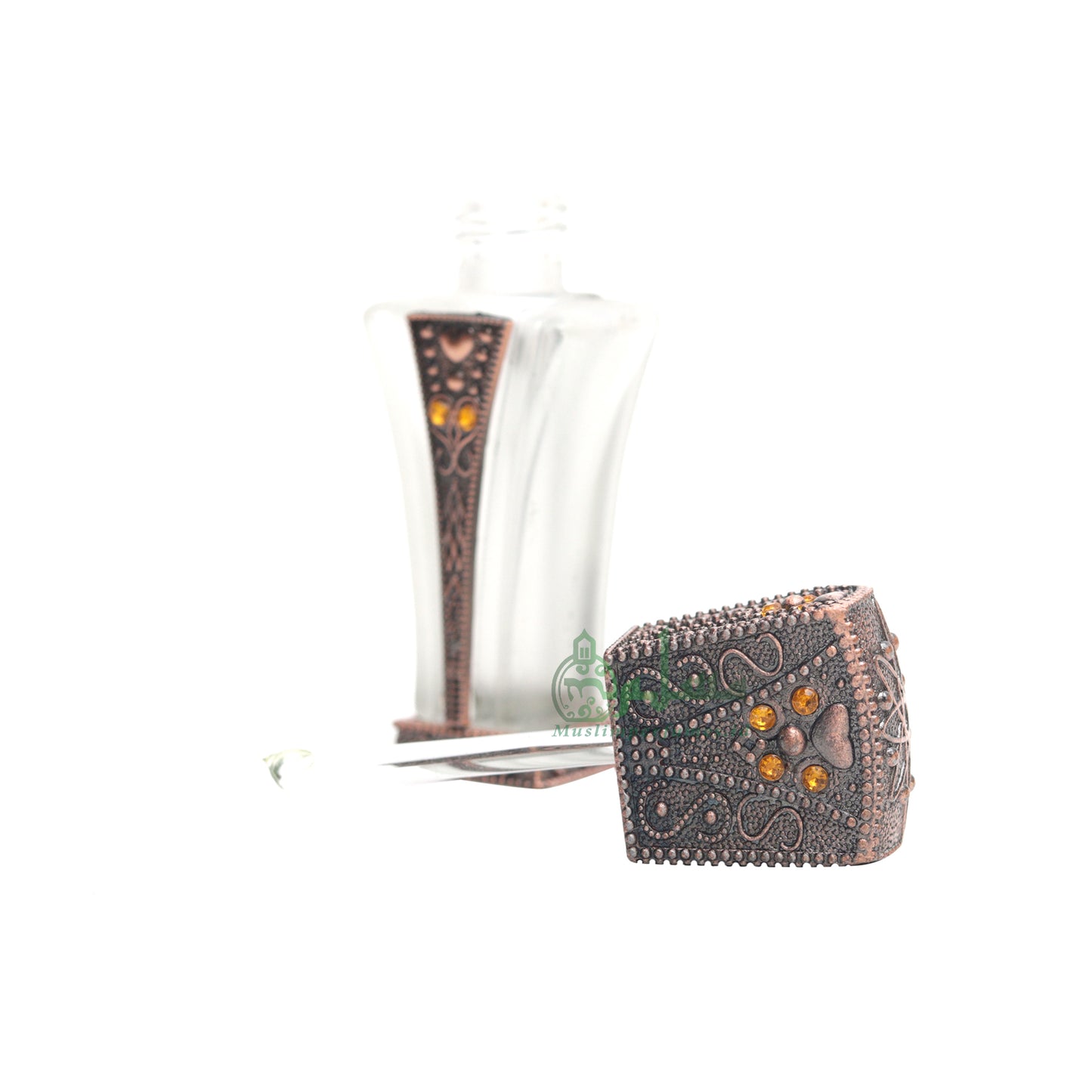 Botol Parfum Kosong Kecil 5 ml Desain Persegi Panjang Ramping dan Meruncing Kuningan Attar Oud Musk Kaca 5 ml Botol Aksen Merah Dipper Aplikator
