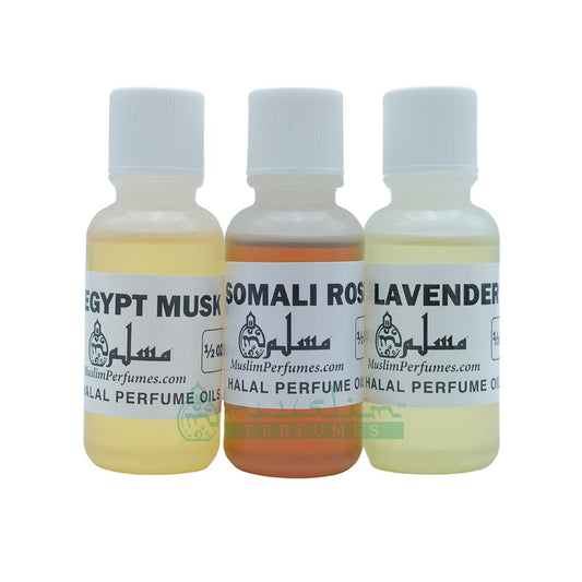 Perfume Set – Lavender, Somali Rose, Egyptian Musk – 1/2 oz