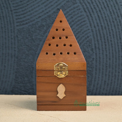 Large Pyramid Handcrafted Teak Wood Bukhoor Incense Burner
