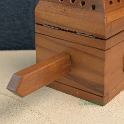 Large Pyramid Handcrafted Teak Wood Bukhoor Incense Burner