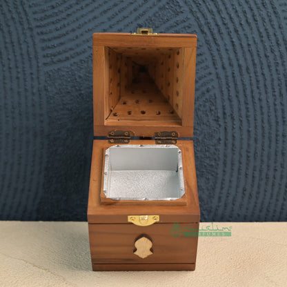 Large Pyramid Handcrafted Teak Wood Bukhoor Incense Burner