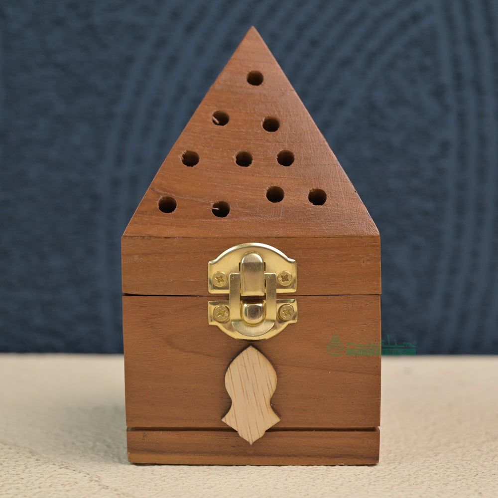 Medium Pyramid Handcrafted Teak Wood Bukhoor Incense Burner