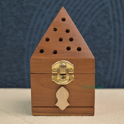 Medium Pyramid Handcrafted Teak Wood Bukhoor Incense Burner