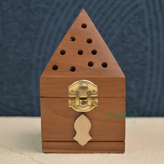 Medium Pyramid Handcrafted Teak Wood Bukhoor Incense Burner