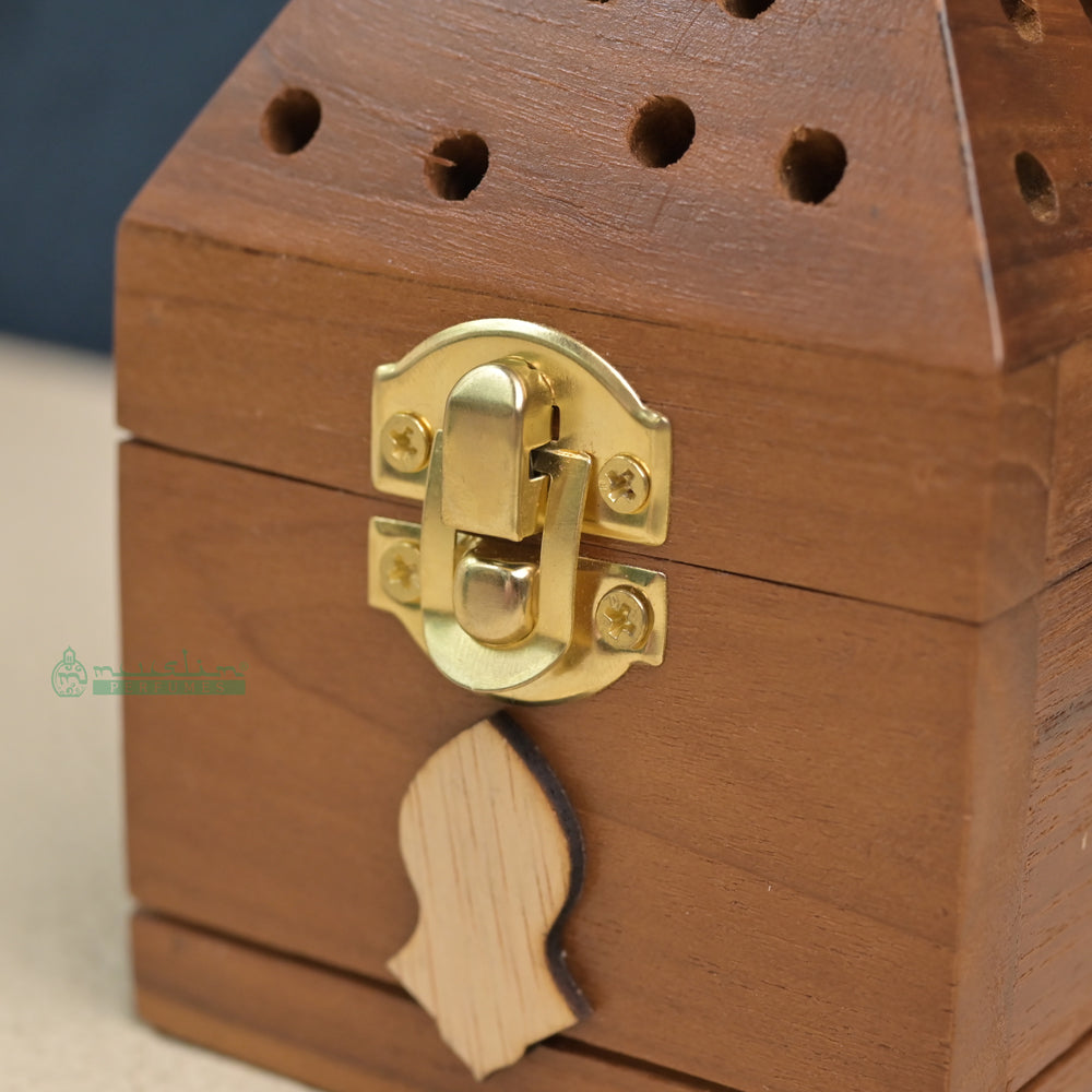 Medium Pyramid Handcrafted Teak Wood Bukhoor Incense Burner