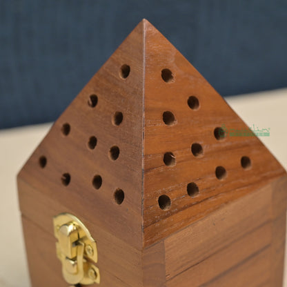 Medium Pyramid Handcrafted Teak Wood Bukhoor Incense Burner