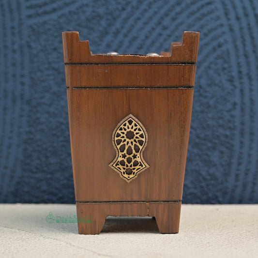 Large Tapered Rectangular-Shaped Handcrafted Teak Wood Bukhoor Incense Burner with Sandal Design