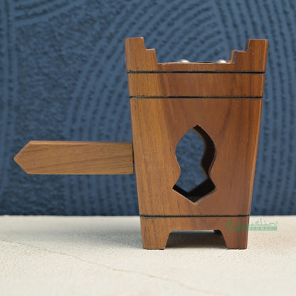 Large Tapered Rectangular-Shaped Handcrafted Teak Wood Bukhoor Incense Burner with Sandal Design
