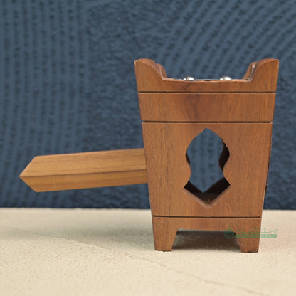 Medium Tapered Rectangular-Shaped Handcrafted Teak Wood Bukhoor Incense Burner with Sandal Design