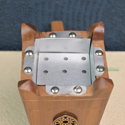 Medium Tapered Rectangular-Shaped Handcrafted Teak Wood Bukhoor Incense Burner with Sandal Design
