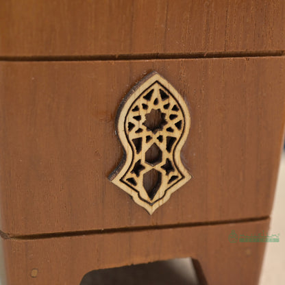 Small Tapered Rectangular-Shaped Handcrafted Teak Wood Bukhoor Incense Burner with Sandal Design