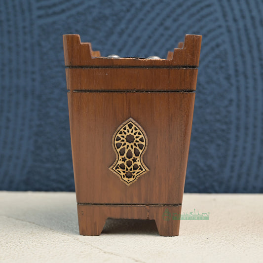 Extra Large Tapered Rectangular-Shaped Handcrafted Teak Wood Bukhoor Incense Burner with Sandal Design