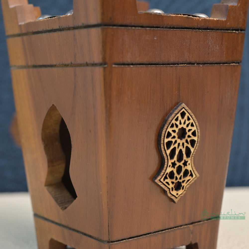 Extra Large Tapered Rectangular-Shaped Handcrafted Teak Wood Bukhoor Incense Burner with Sandal Design