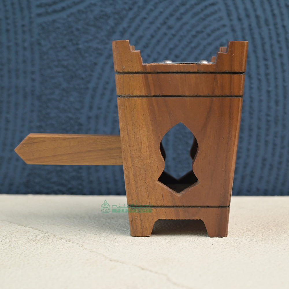 Extra Large Tapered Rectangular-Shaped Handcrafted Teak Wood Bukhoor Incense Burner with Sandal Design