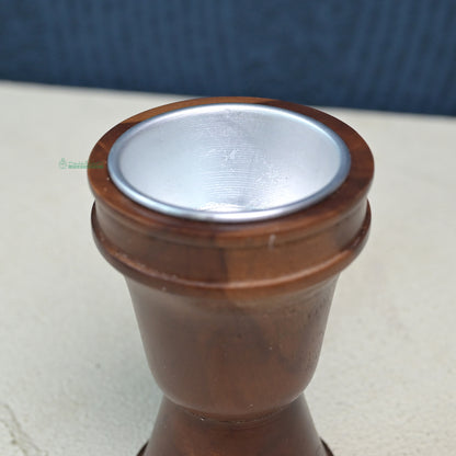 Handcrafted Teak Wood Bukhoor Incense Burner, Spool-Shaped Wooden Incense