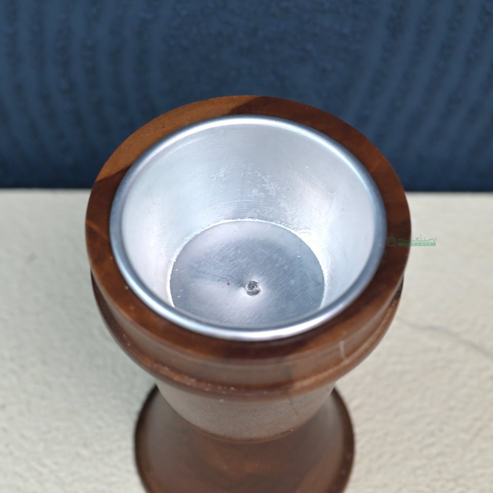Handcrafted Teak Wood Bukhoor Incense Burner, Spool-Shaped Wooden Incense