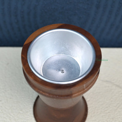 Handcrafted Teak Wood Bukhoor Incense Burner, Spool-Shaped Wooden Incense