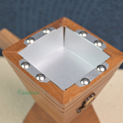 Trapezoidal-Shaped Handcrafted Teak Wood Bukhoor Incense Burner with Saifan wa Nakhal Design