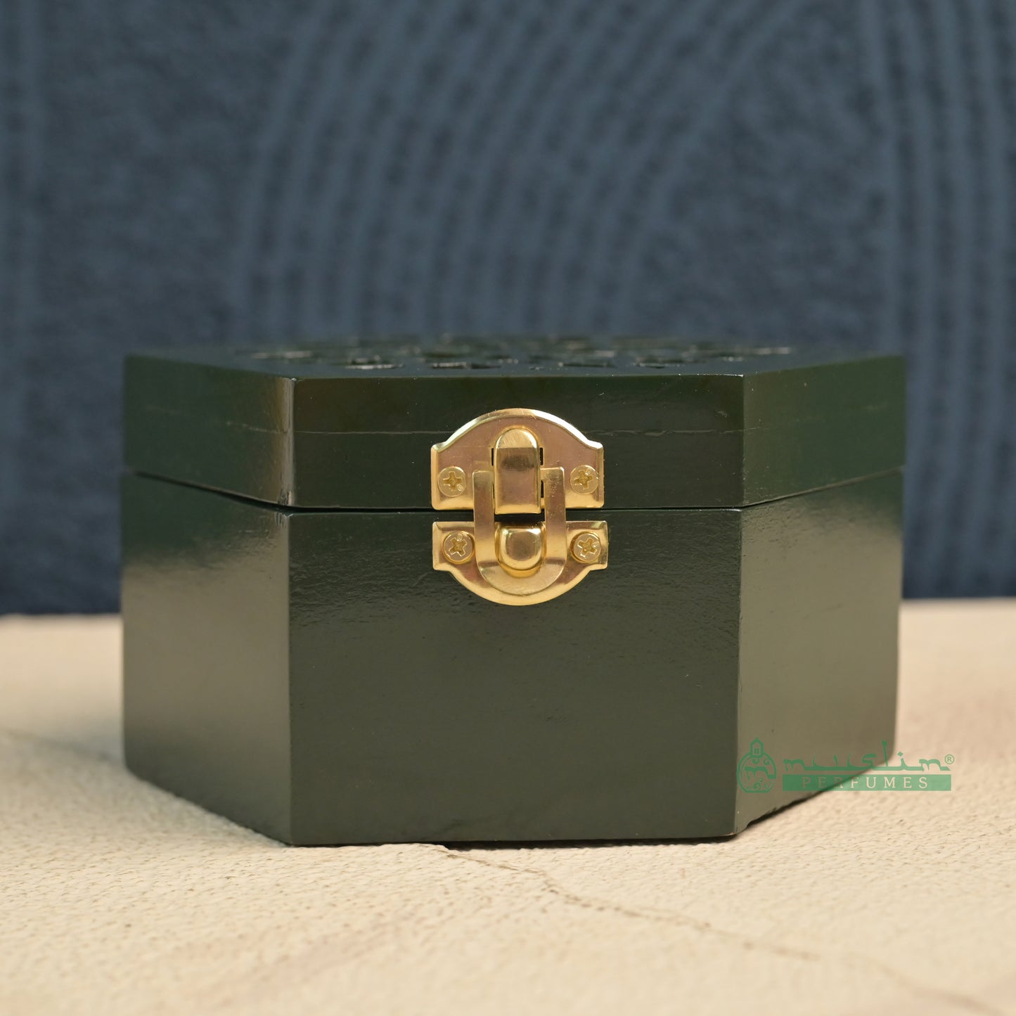 Green Hexagon Arabesque Handcrafted Teak Wood Bukhoor Incense Burner
