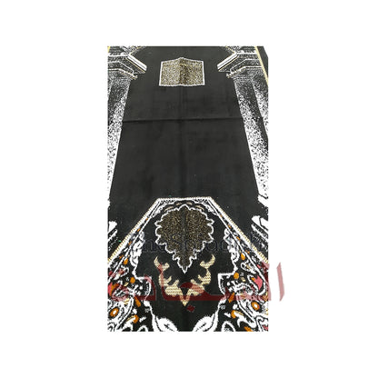 Black & White Kabah Pillars Glitter Ribbon Small Prayer Rug 20x40In (51x102cm)