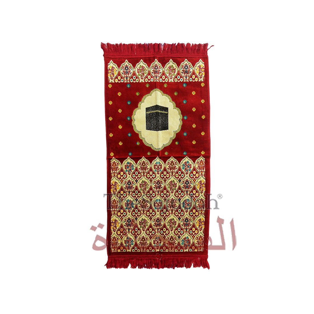 Maroon & Black Kabah Dotted Arch Glitter Ribbon Small Prayer Rug 20x40in (51x102cm)