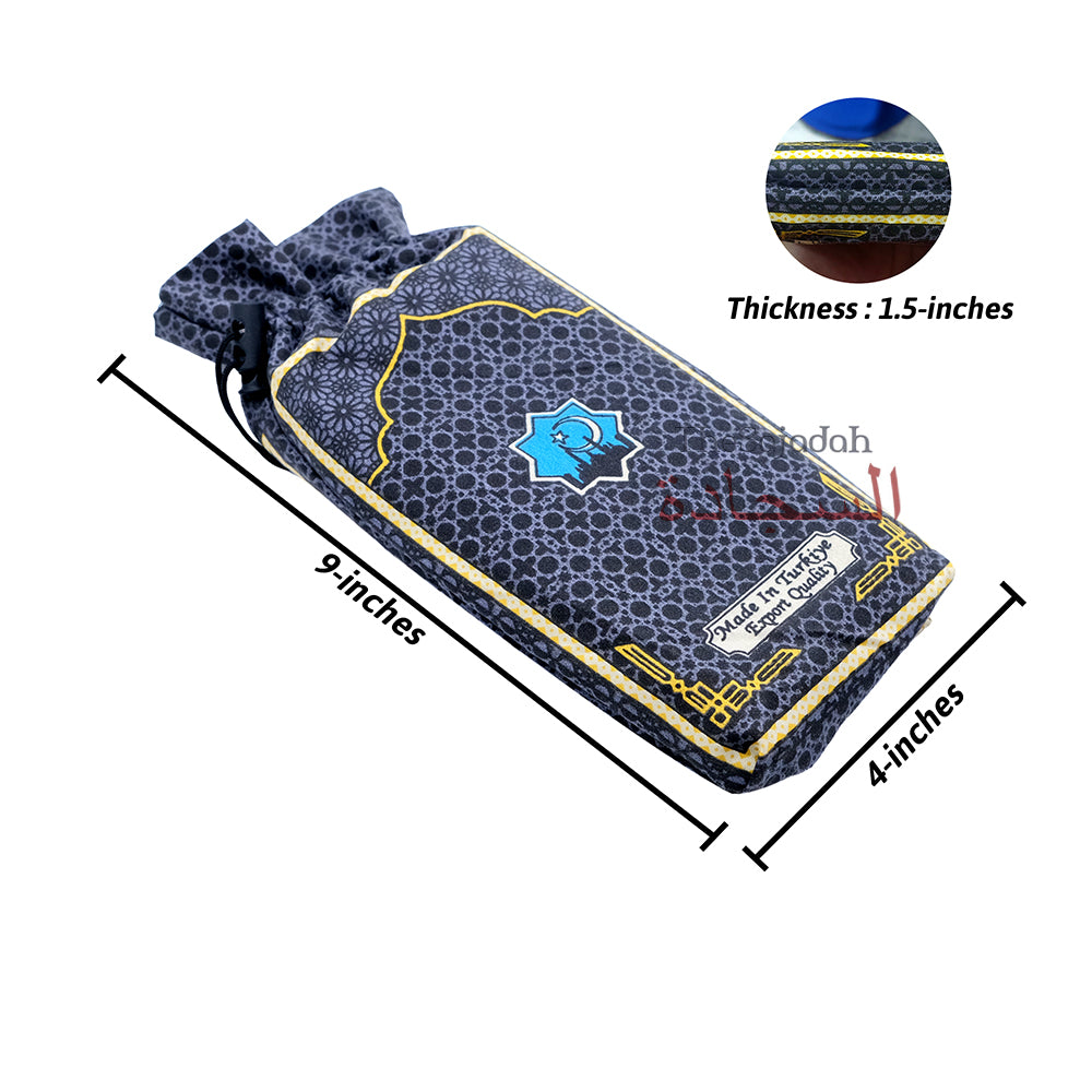 Travel Prayer Rug - Thin 24x40In Crescent Mosque Sajadah Design Prayer Rug