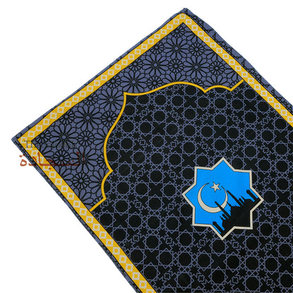 Travel Prayer Rug - Thin 24x40In Crescent Mosque Sajadah Design Prayer Rug