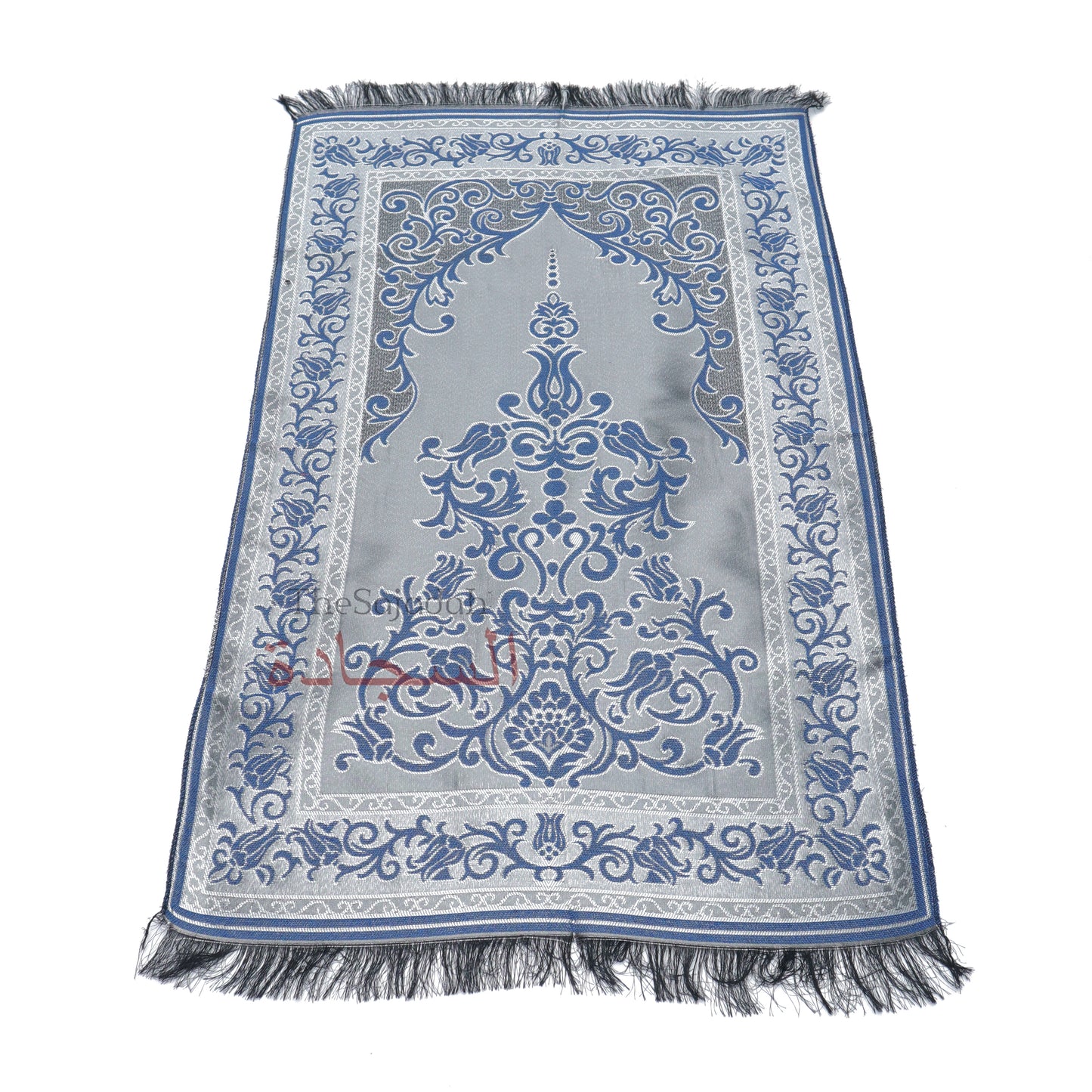 Blue Thin Prayer Rug Chrome Flowers Pointed Arch Salat Rug Prayer Mat Rug
