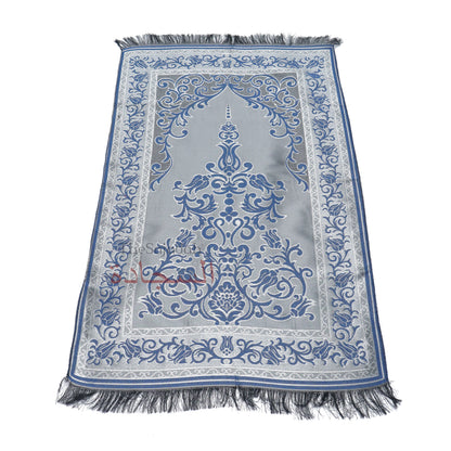 Blue Thin Prayer Rug Chrome Flowers Pointed Arch Salat Rug Prayer Mat Rug