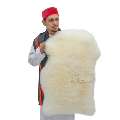 White Genuine Sheep Natural Skin Comfortable Prayer Rug