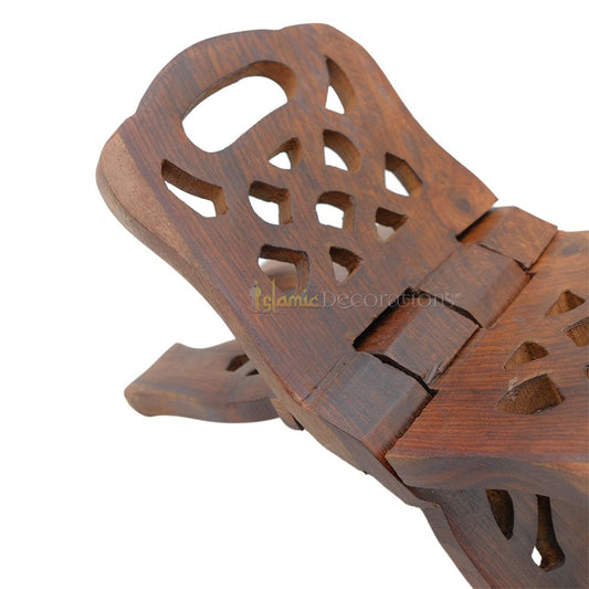 Set of 2 – Small Carved Handle Top Wooden Qur’An Stand – 10″