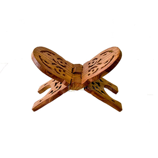 Set of 2 - Small Carved Rounded Top Wooden Qur'An Stand - 10"