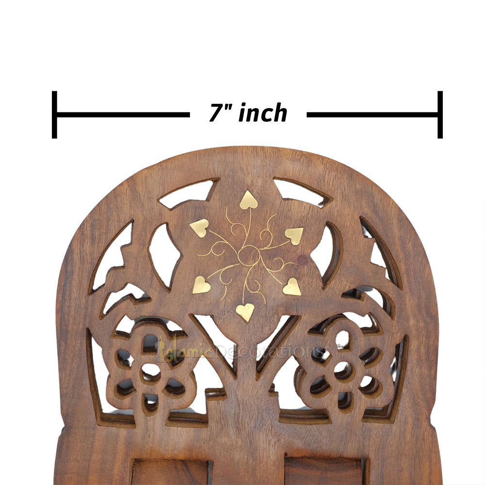 Medium Carved Rounded Top Wooden Qur’An Stand  – 13