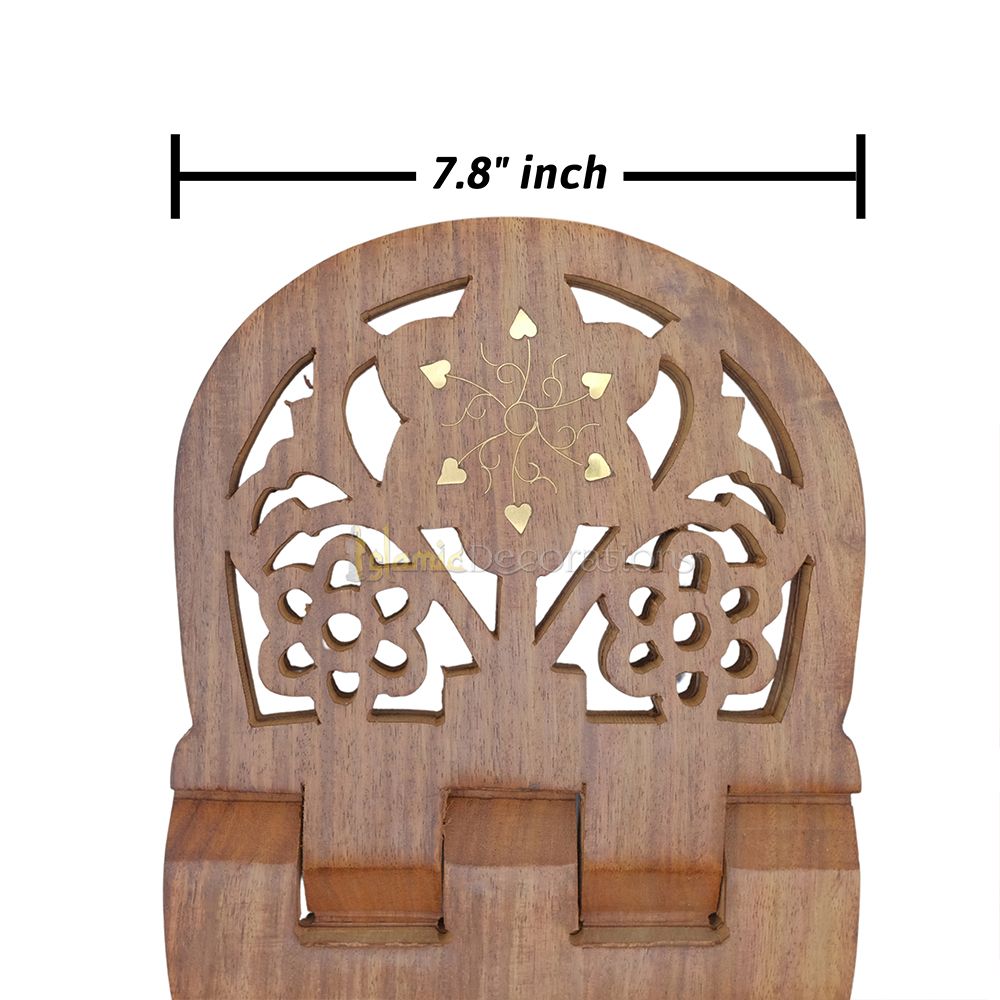 Large Carved Rounded Top Wooden Qur’An Stand – 15″
