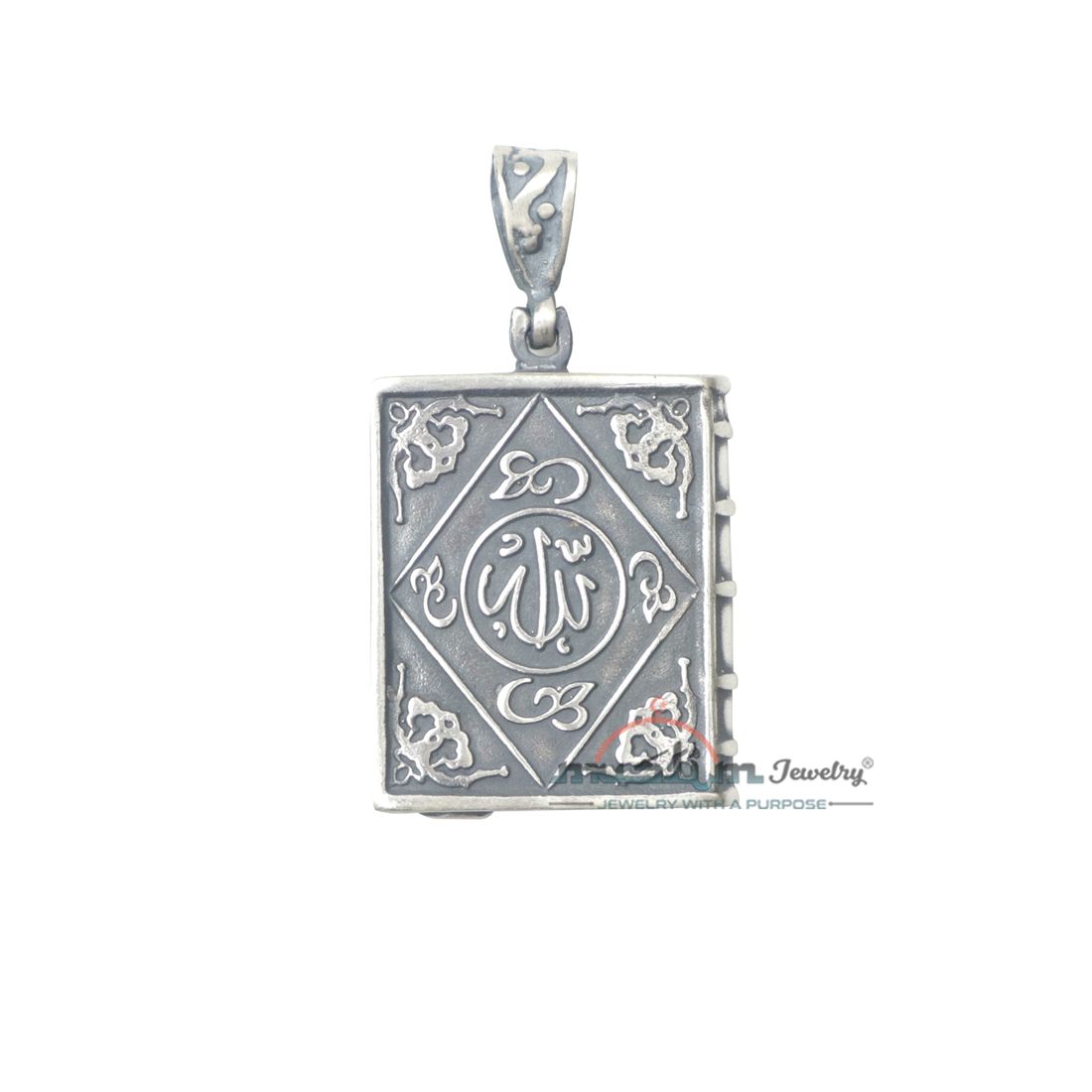 Sterling Silver Open-able Allah Muhammad Book Talisman Pendant