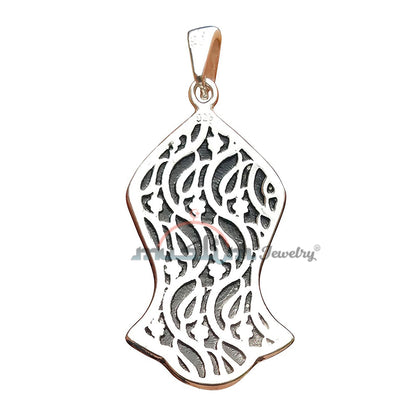 Enamel Finish Sterling Silver Prophet Muhammad Sandal Pendant