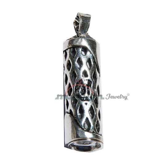 Allah Lattice Design Glass Jawshan Cevsen Vial Enclosed In Sterling Silver Islamic Talisman Pendant Tavis